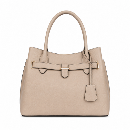 Women's Beige Leather Tote Handbag